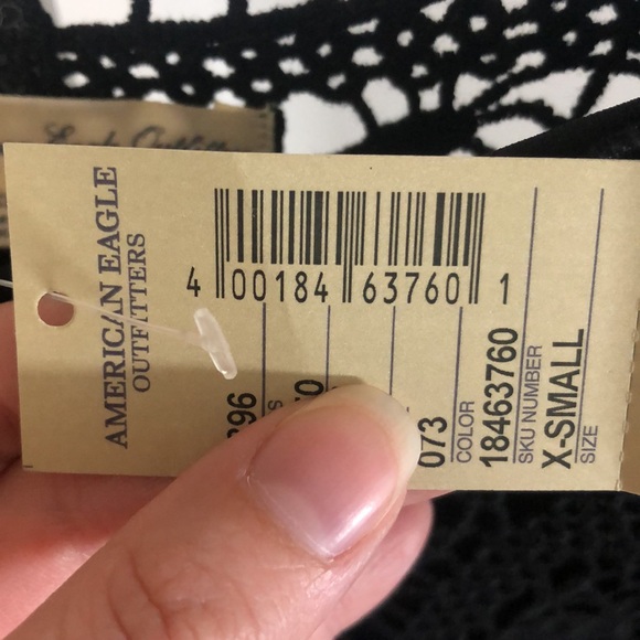 NWT American Eagle XS black crocheted shift dress - Picture 9 of 9